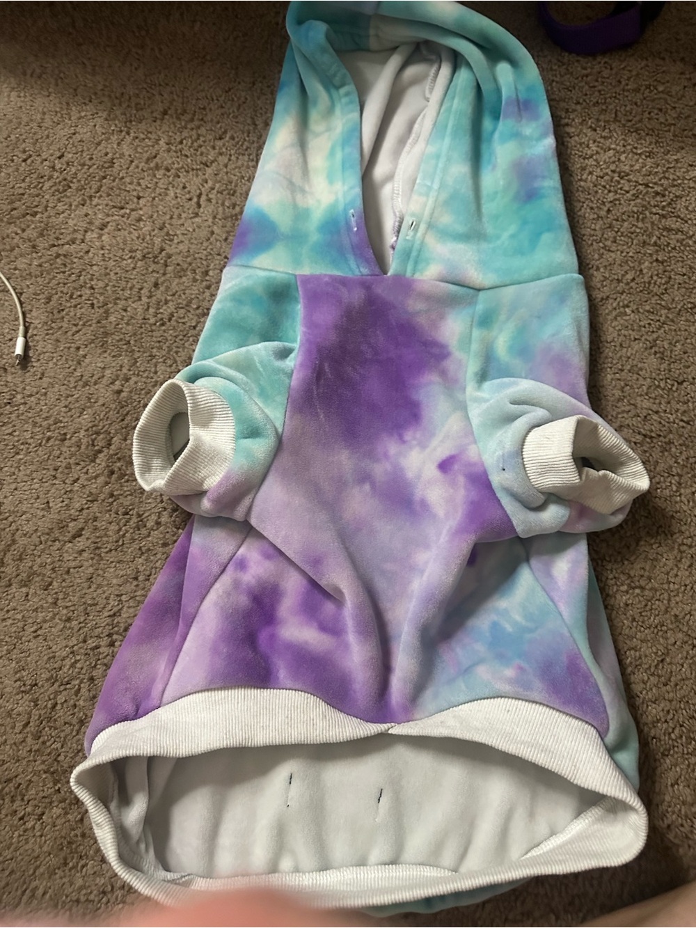 Spark Paws 2XL Tie-Dye Hooded Pet Sweater in Pastel Teal & Lavender